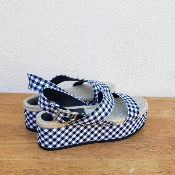 rag & bone Megan Gingham Navy White Sandals - Picture 7 of 12